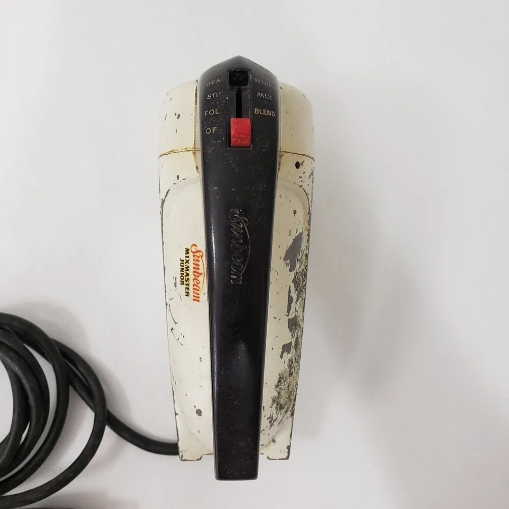 Vintage Sunbeam Mixmaster Junior Hand Mixer Made in USA Rustic Retro Weathered